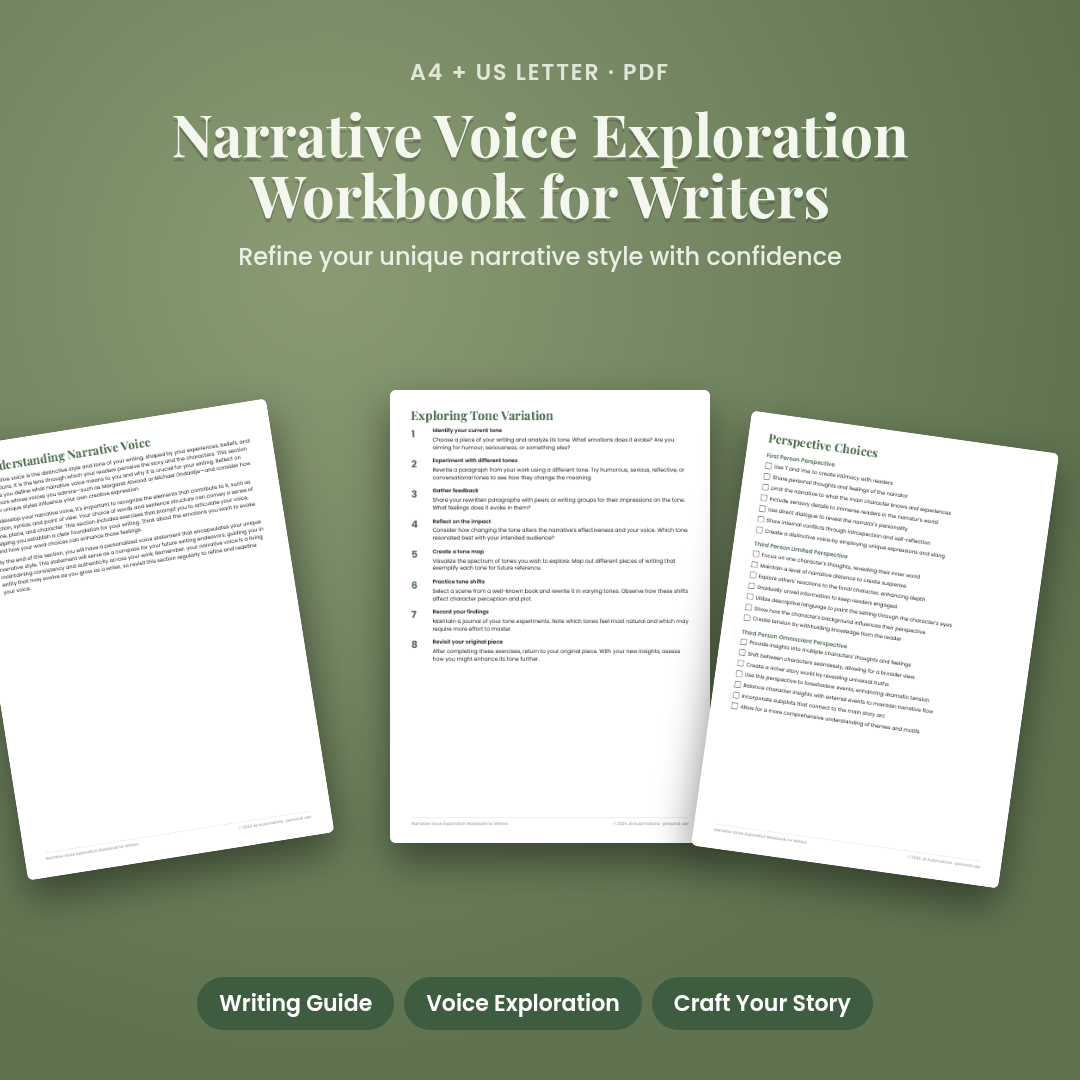 Narrative Voice Exploration Workbook for Writers