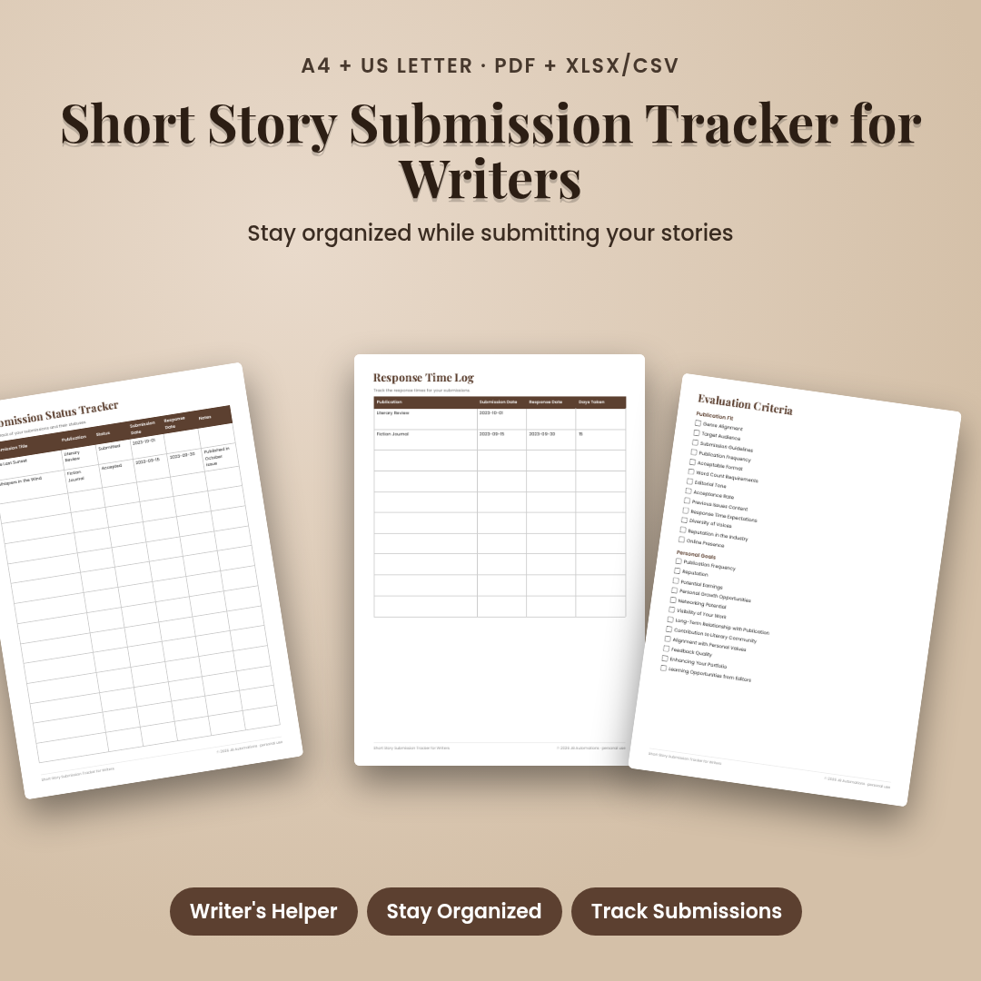 Short Story Submission Tracker for Writers
