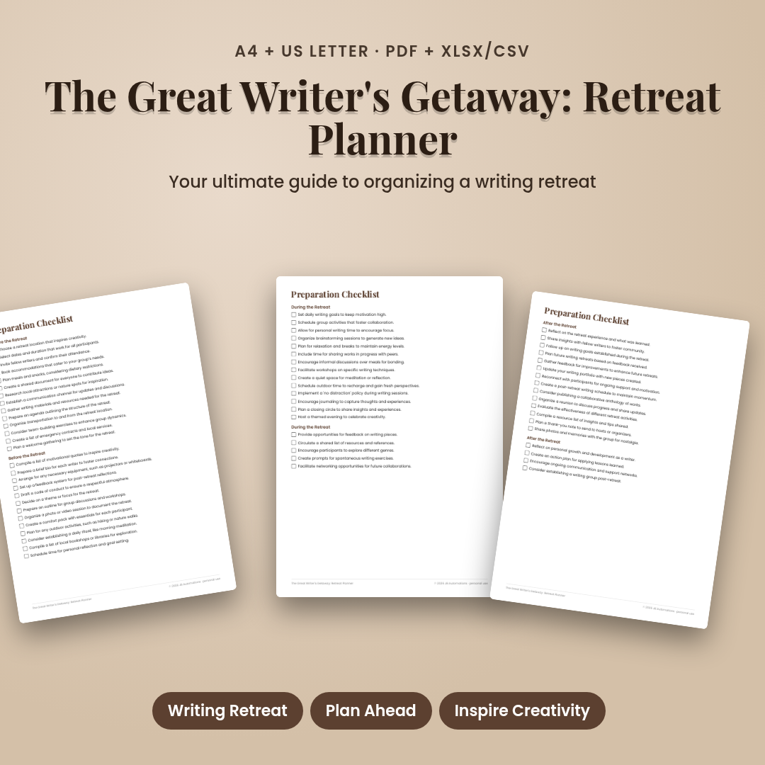 The Great Writer's Getaway: Retreat Planner