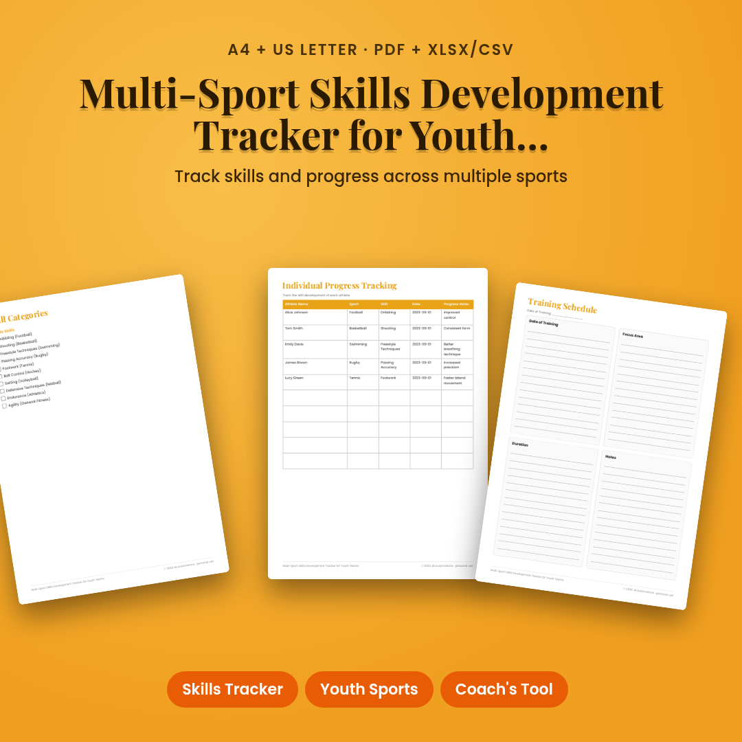 Multi-Sport Skills Development Tracker for Youth Teams