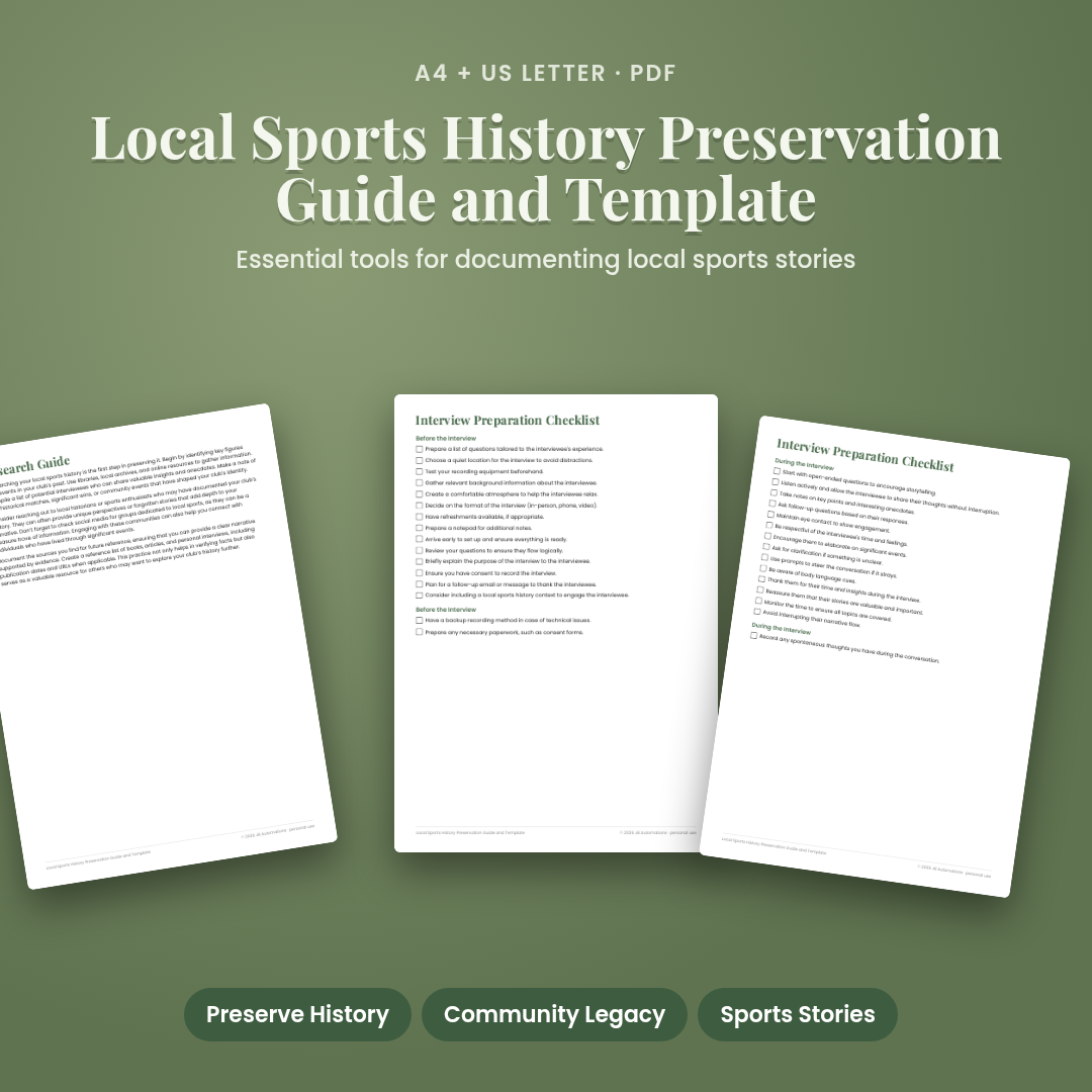 Local Sports History Preservation Guide and Template