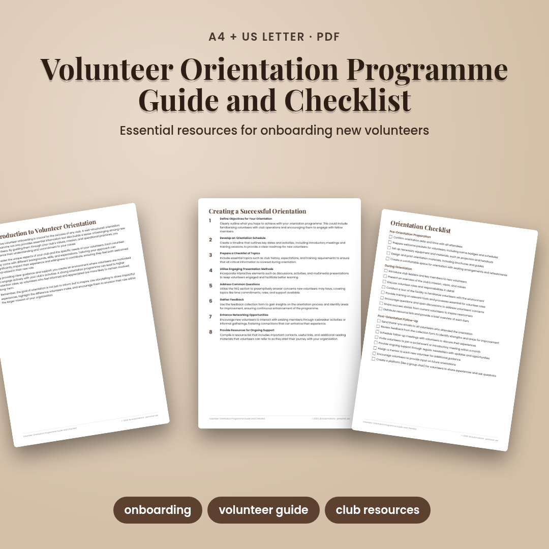 Volunteer Orientation Programme Guide and Checklist