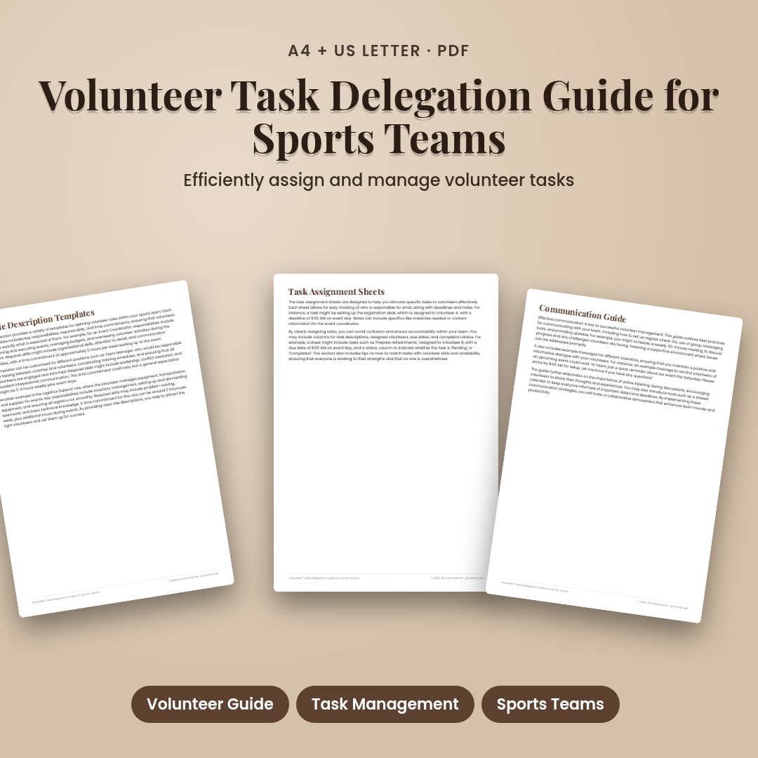 Volunteer Task Delegation Guide for Sports Teams