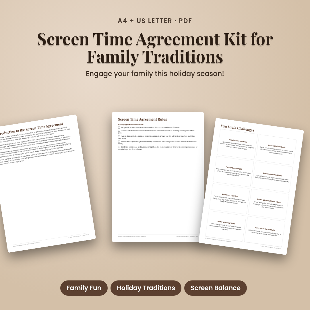 Screen Time Agreement Kit for Family Traditions