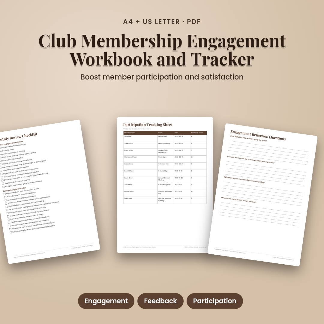 Club Membership Engagement Workbook and Tracker