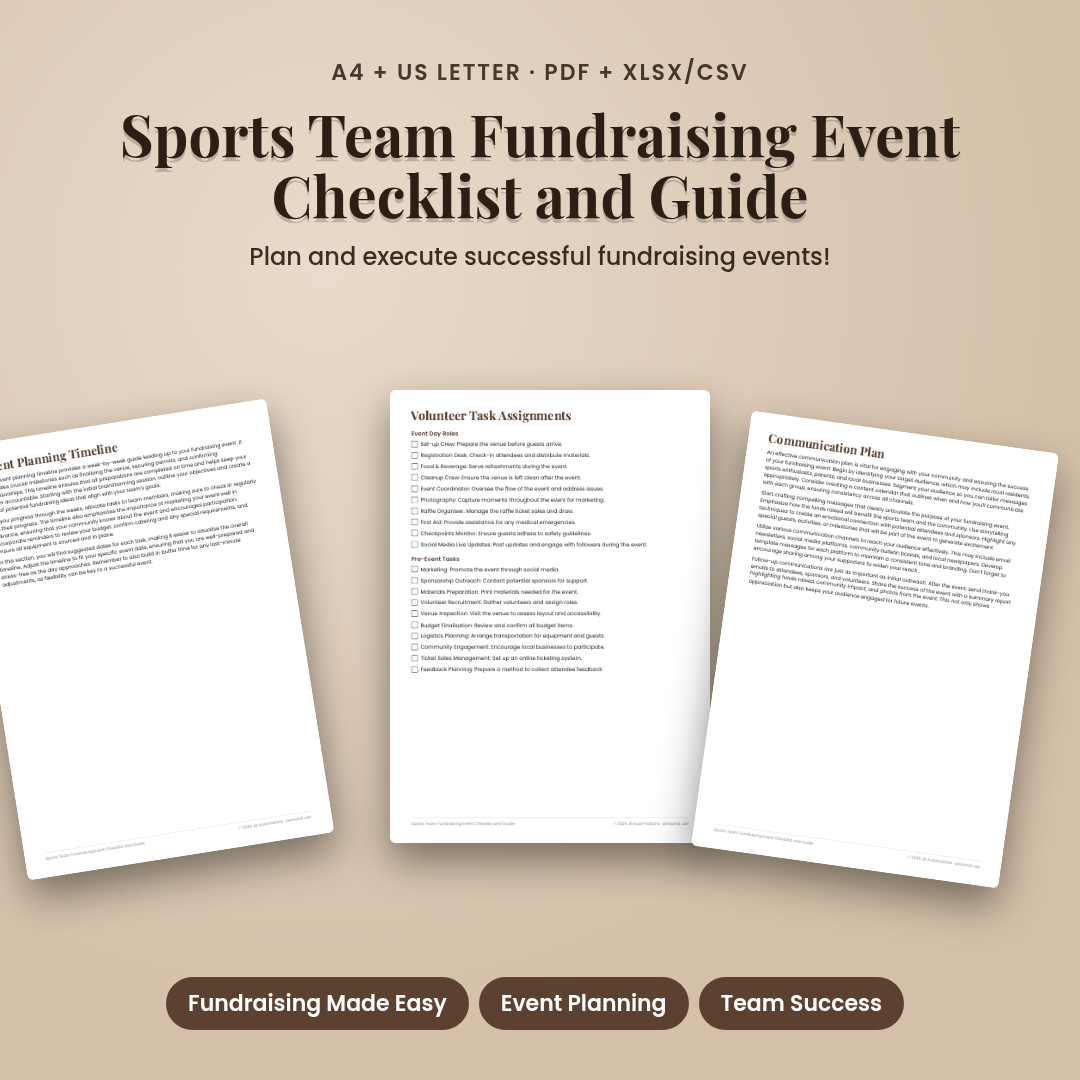 Sports Team Fundraising Event Checklist and Guide
