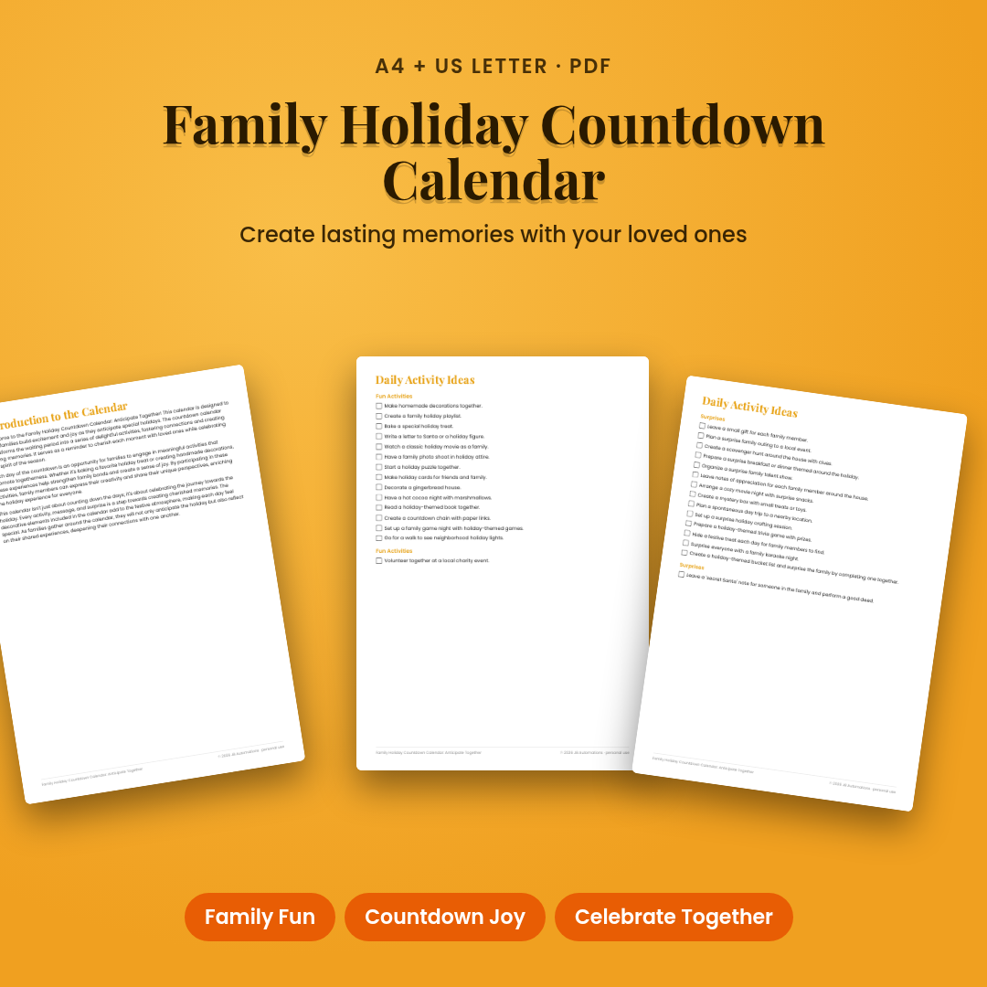 Family Holiday Countdown Calendar: Anticipate Together
