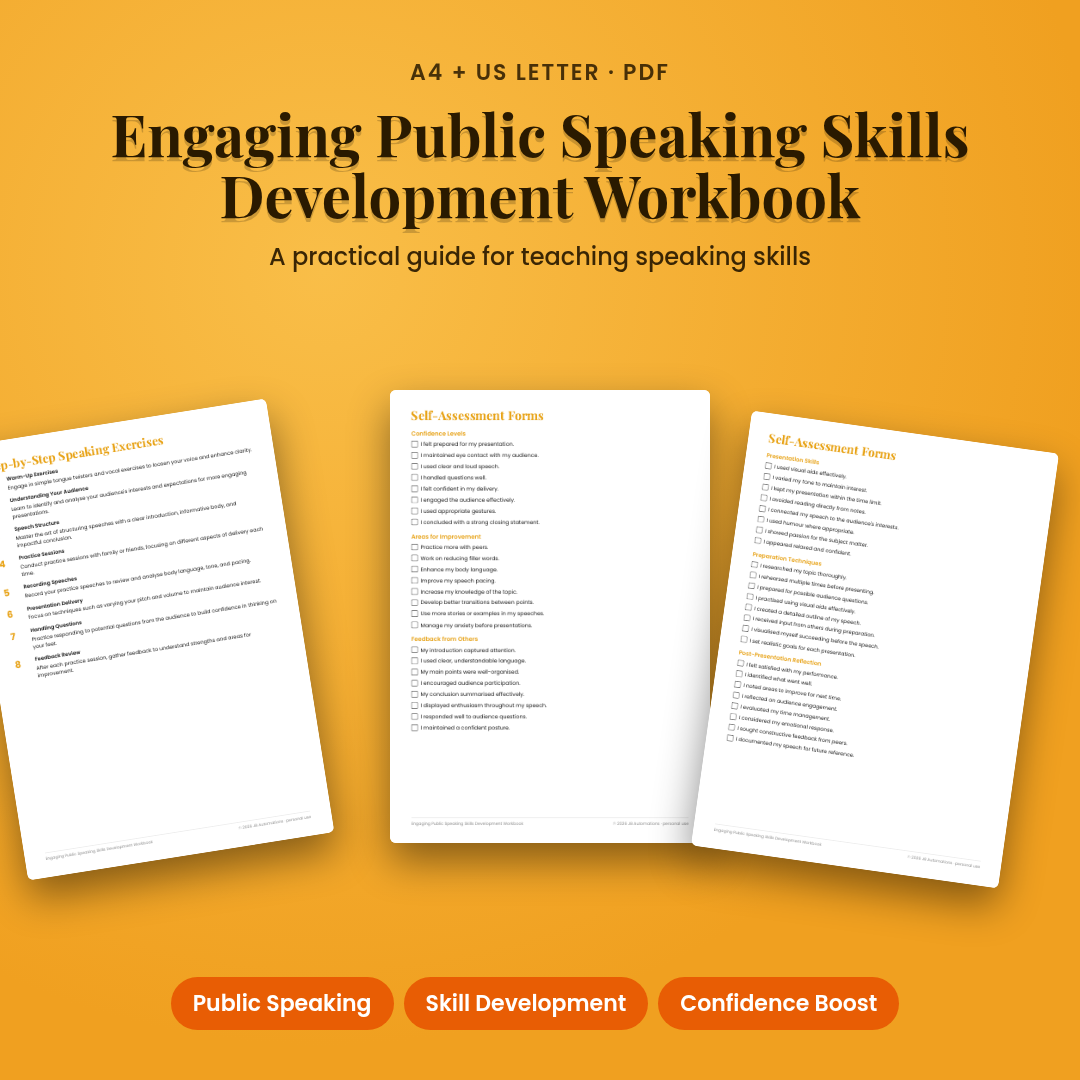 Engaging Public Speaking Skills Development Workbook