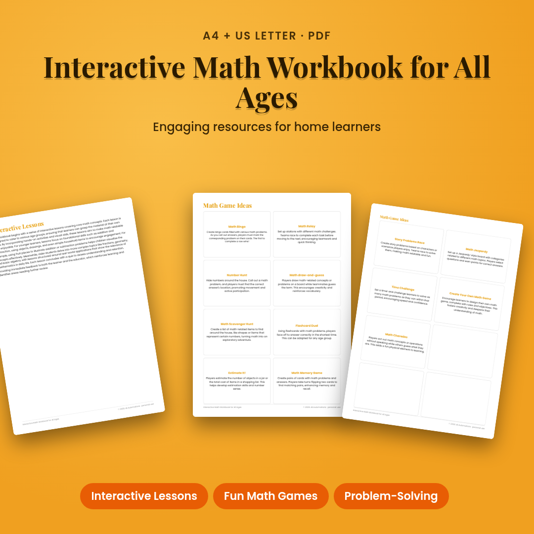 Interactive Math Workbook for All Ages