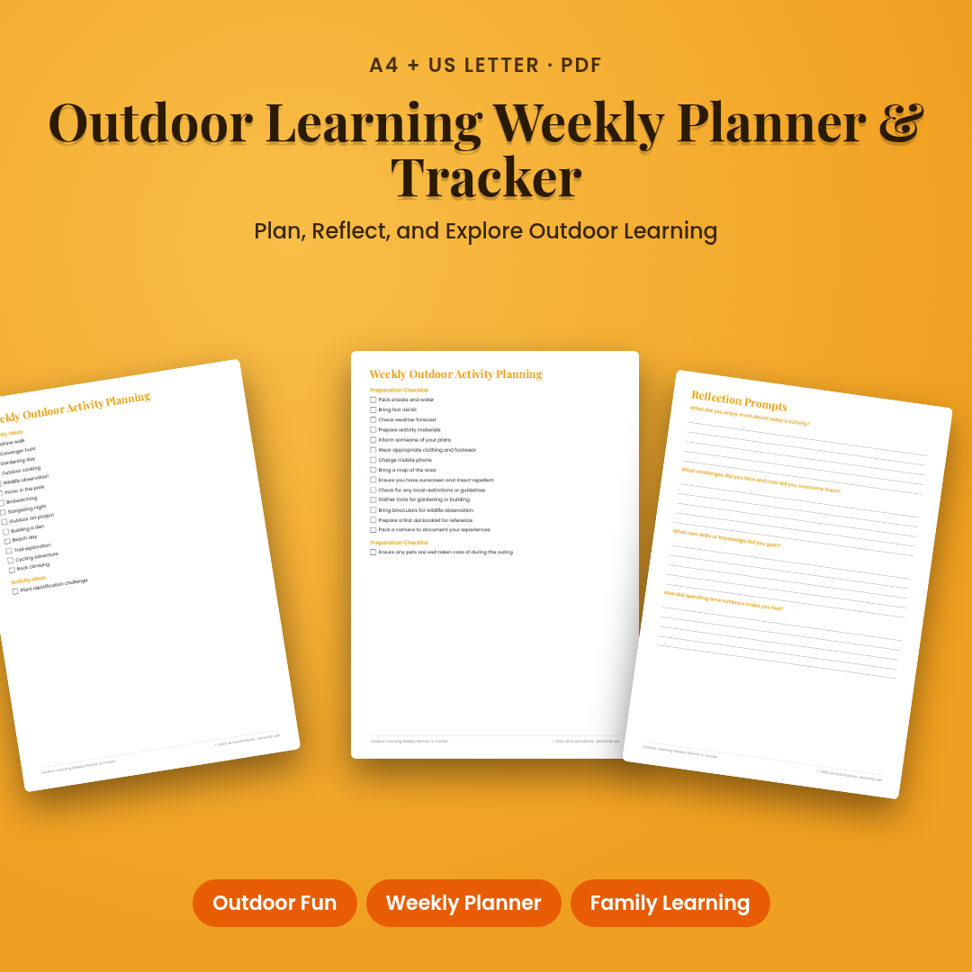 Outdoor Learning Weekly Planner &amp; Tracker