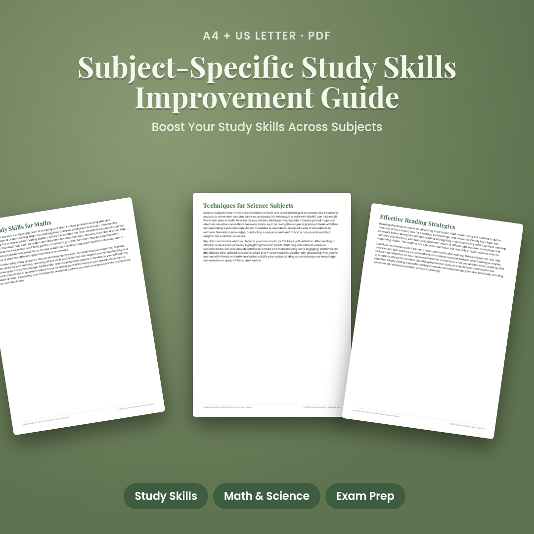 Subject-Specific Study Skills Improvement Guide