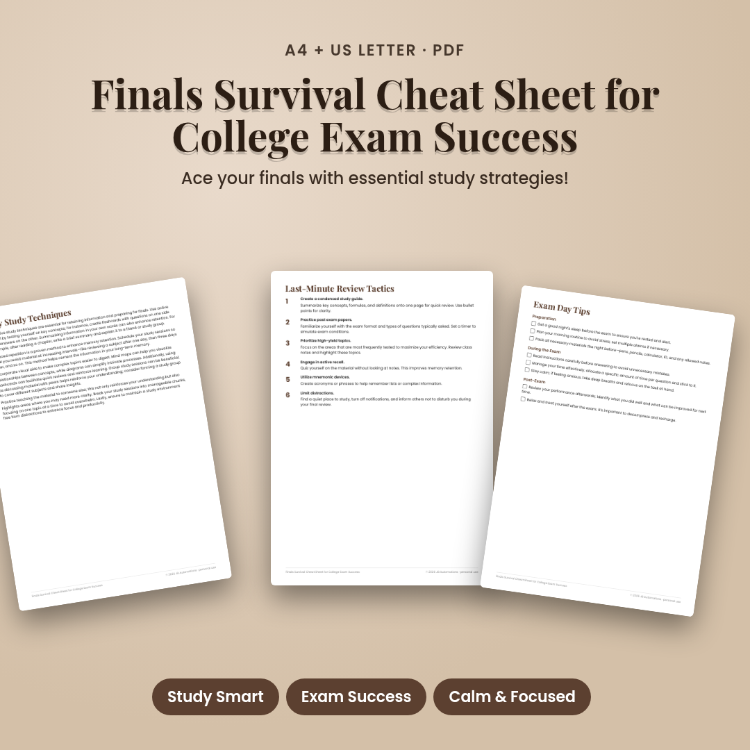 Finals Survival Cheat Sheet for College Exam Success