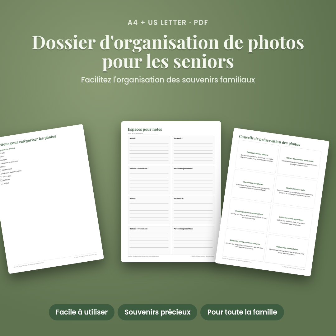 Dossier d'organisation de photos pour les seniors