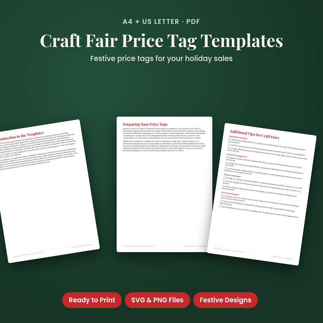 Craft Fair Price Tag Templates – Advent & St. Nicholas