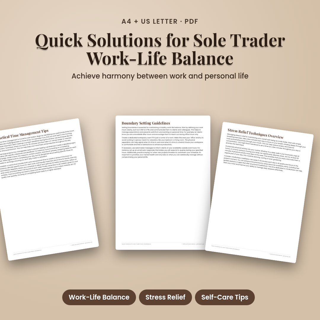 Quick Solutions for Sole Trader Work-Life Balance