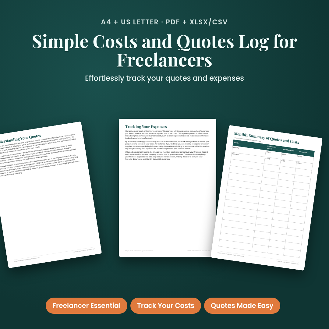 Simple Costs and Quotes Log for Freelancers