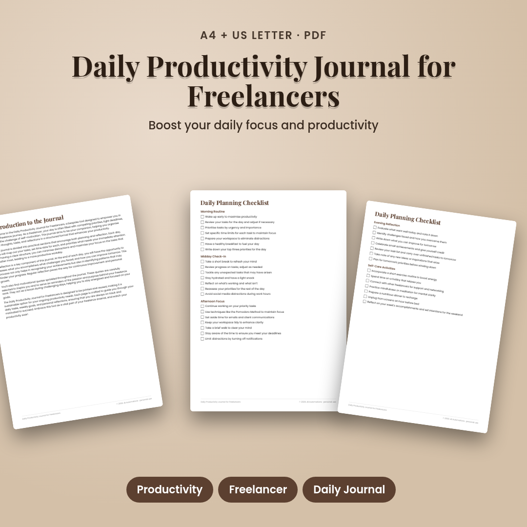 Daily Productivity Journal for Freelancers