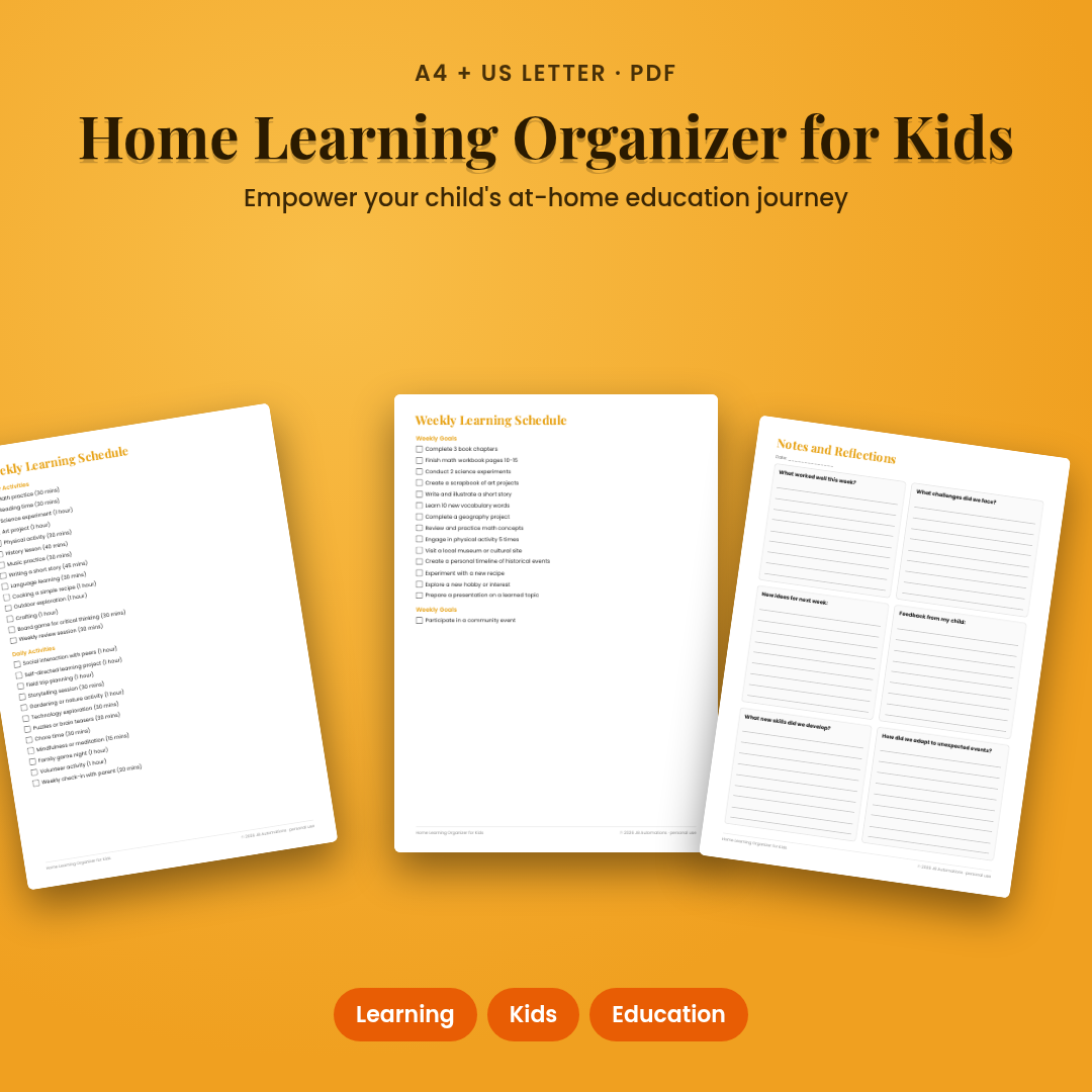 Home Learning Organizer for Kids