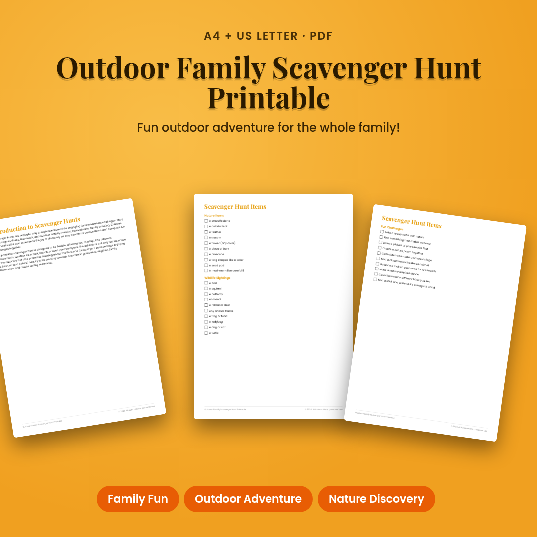 Outdoor Family Scavenger Hunt Printable