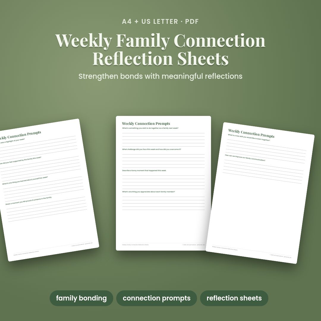 Weekly Family Connection Reflection Sheets