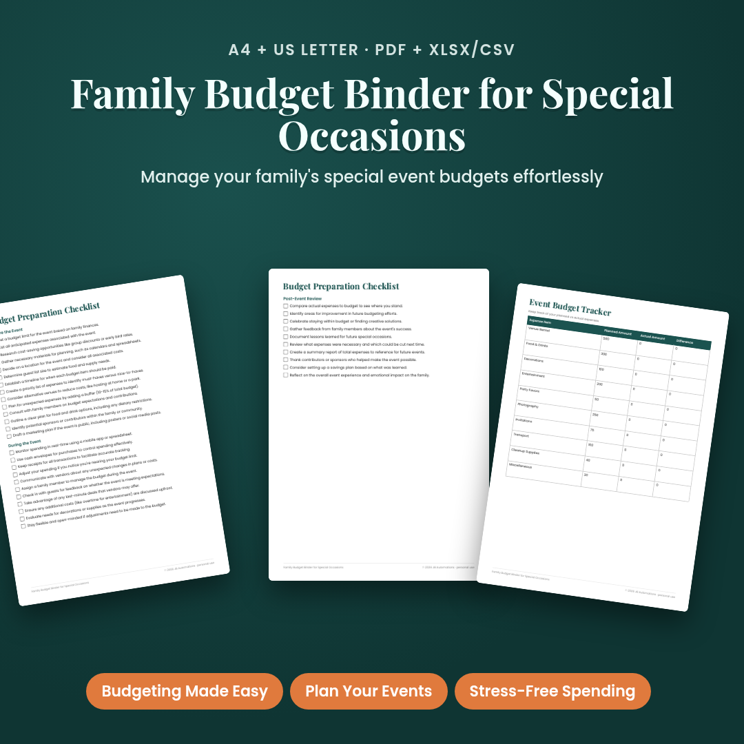 Family Budget Binder for Special Occasions
