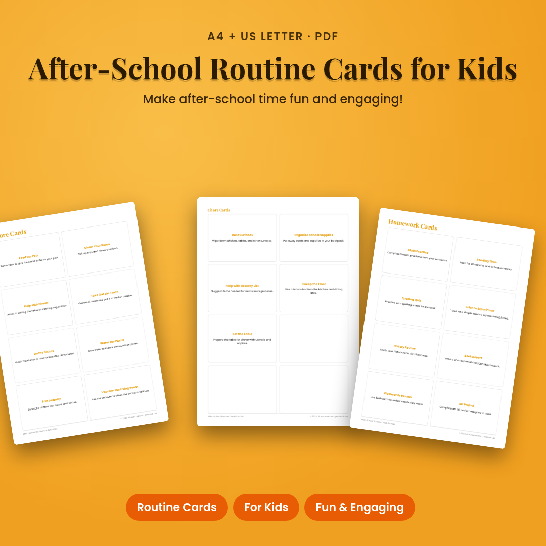 After-School Routine Cards for Kids