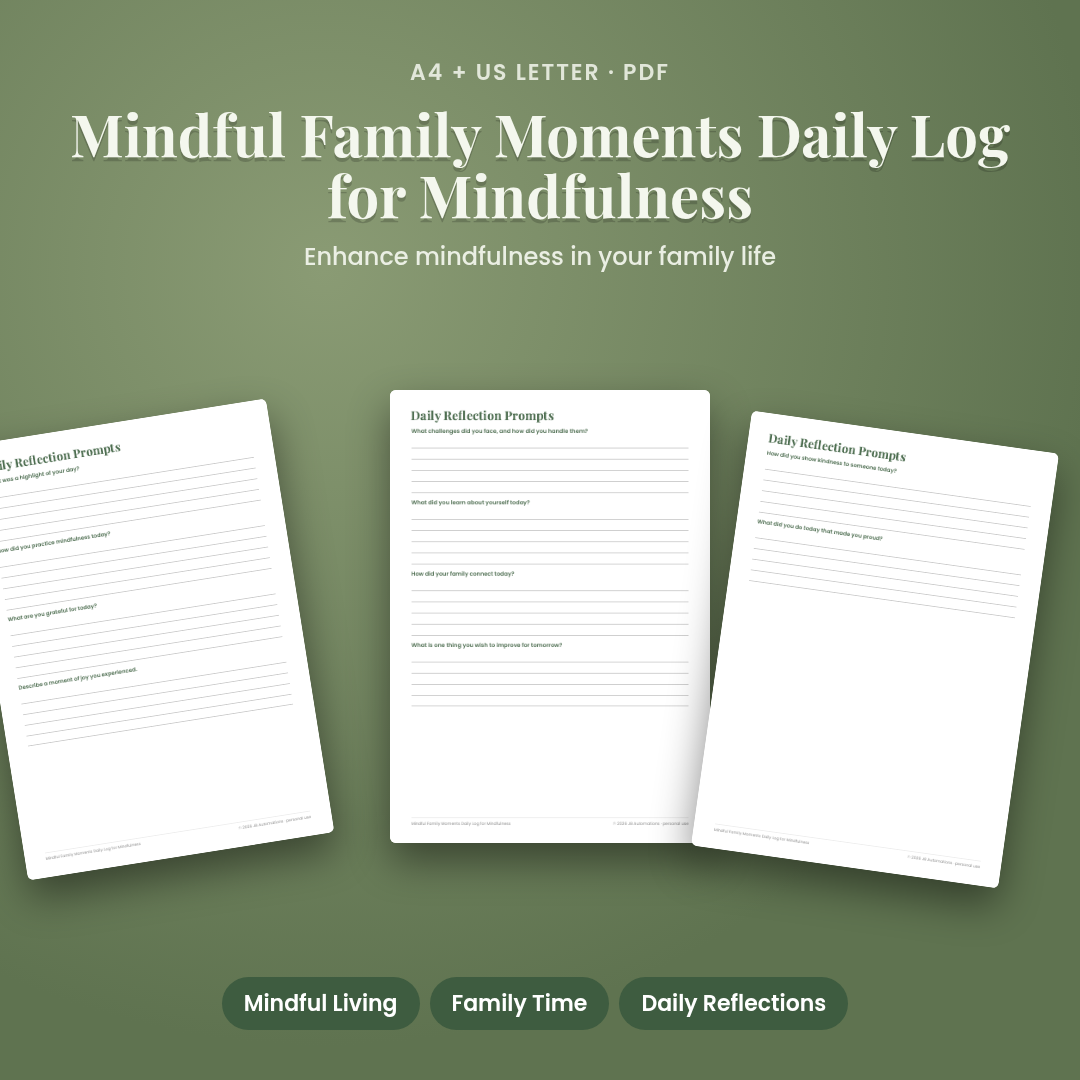 Mindful Family Moments Daily Log for Mindfulness