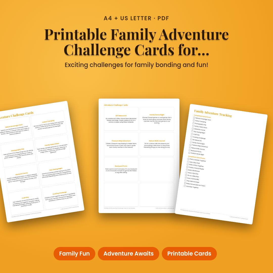 Printable Family Adventure Challenge Cards for Fun Activities