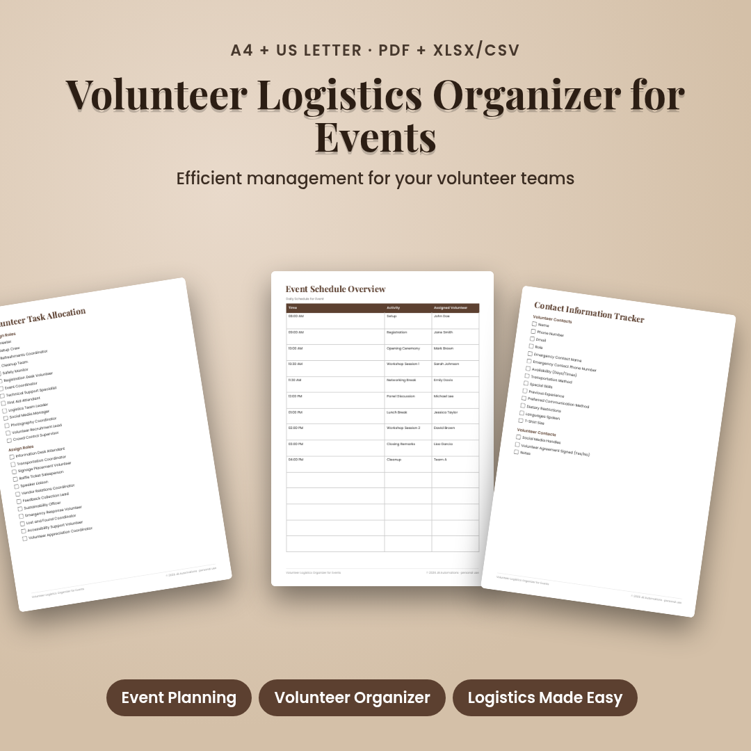 Volunteer Logistics Organizer for Events