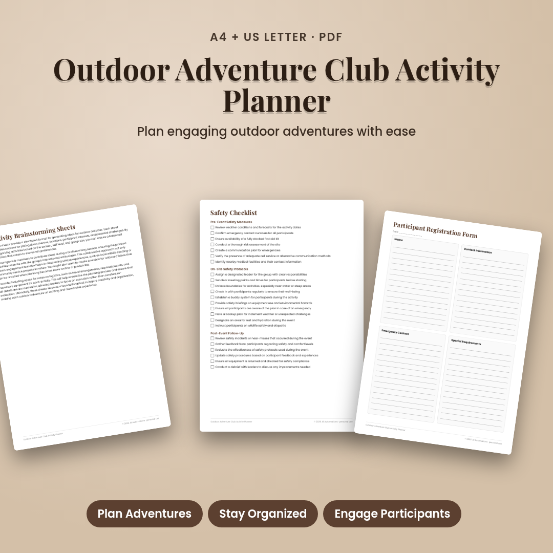 Outdoor Adventure Club Activity Planner