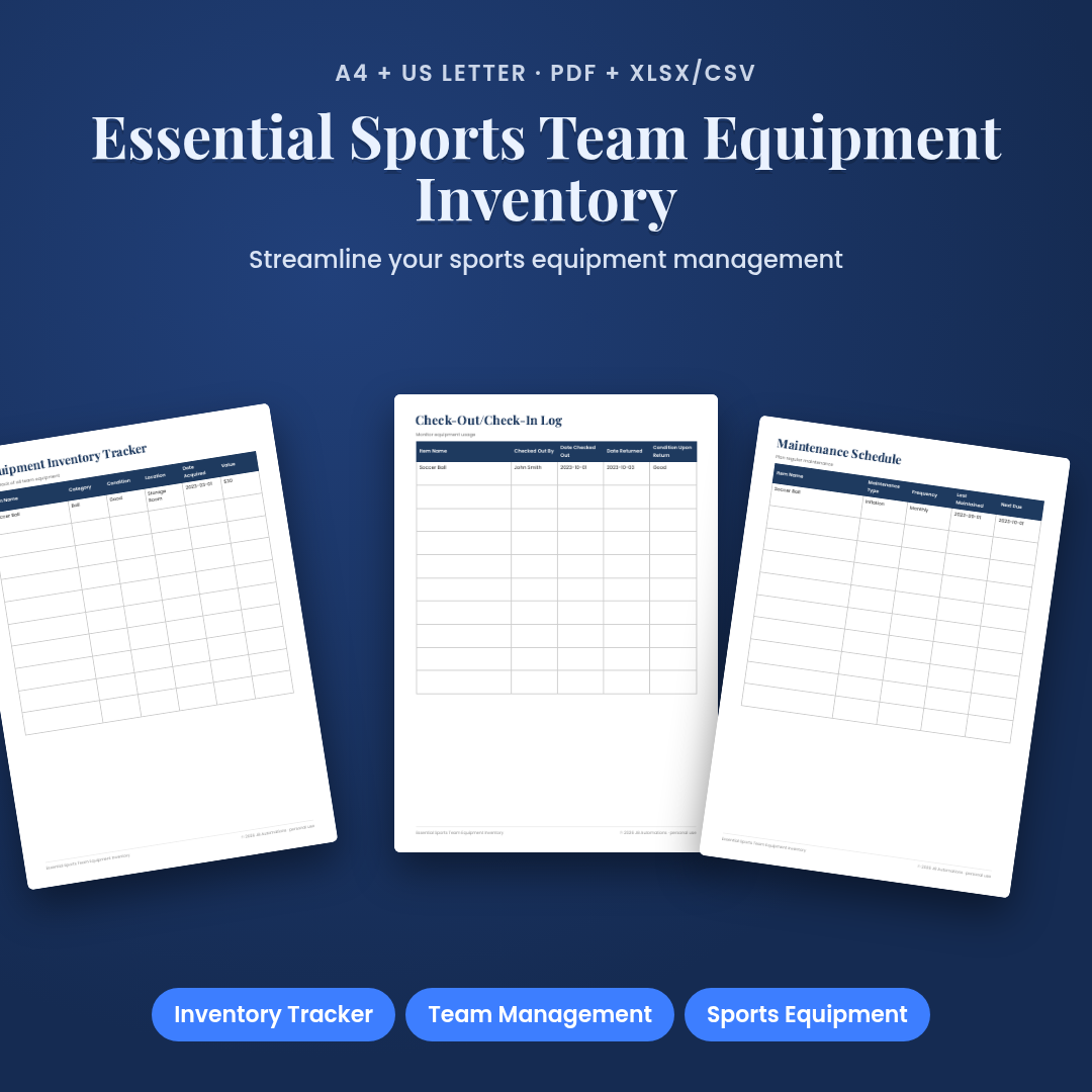 Essential Sports Team Equipment Inventory