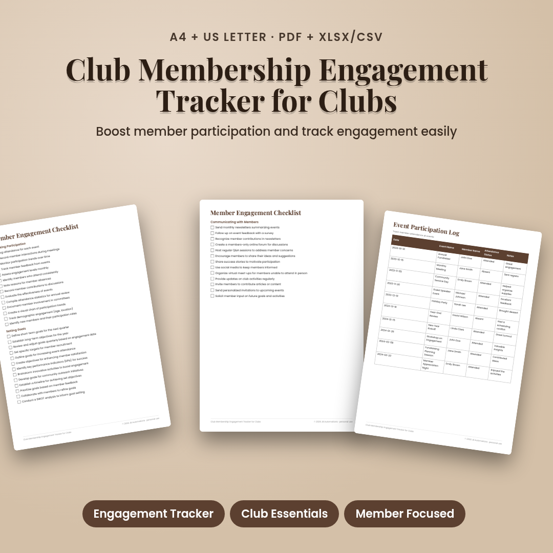 Club Membership Engagement Tracker for Clubs