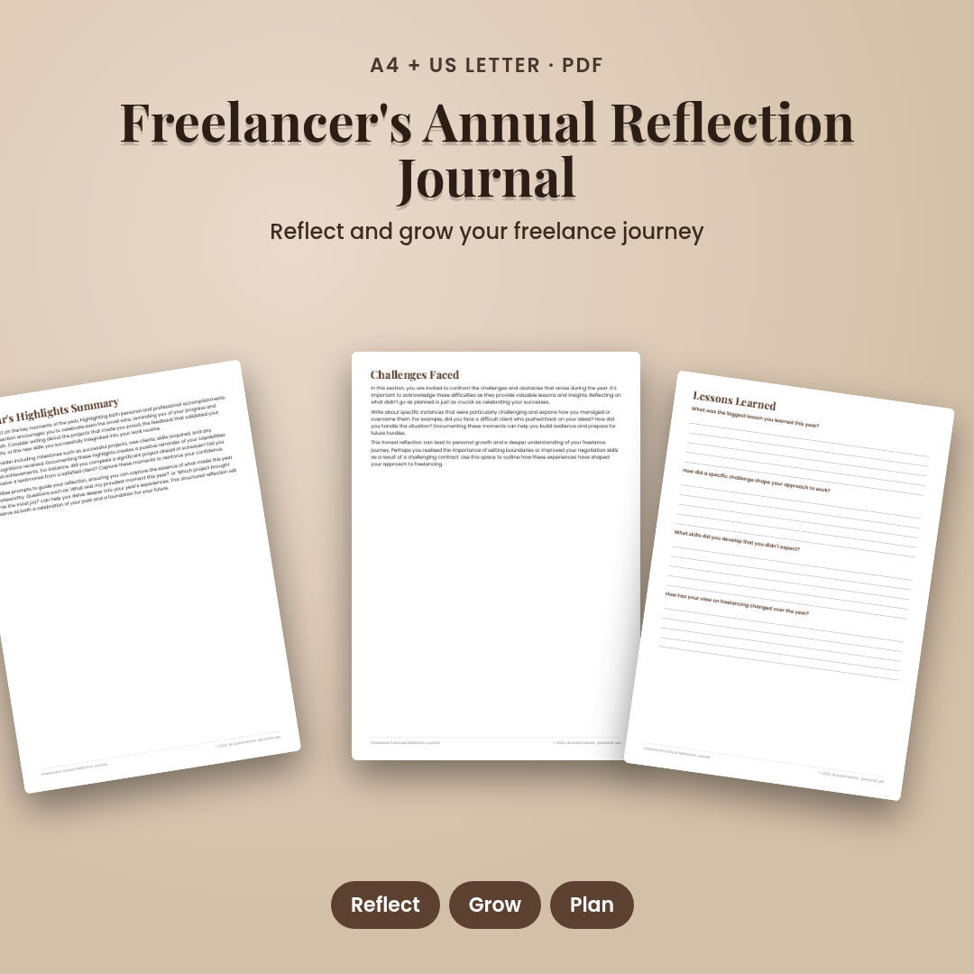 Freelancer's Annual Reflection Journal