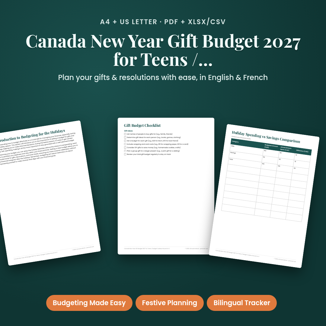 Canada New Year Gift Budget 2027 for Teens / Budget Cadeau Nouvel An Canada 2027 pour Adolescents