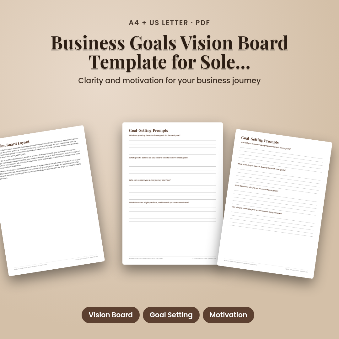 Business Goals Vision Board Template for Sole Traders