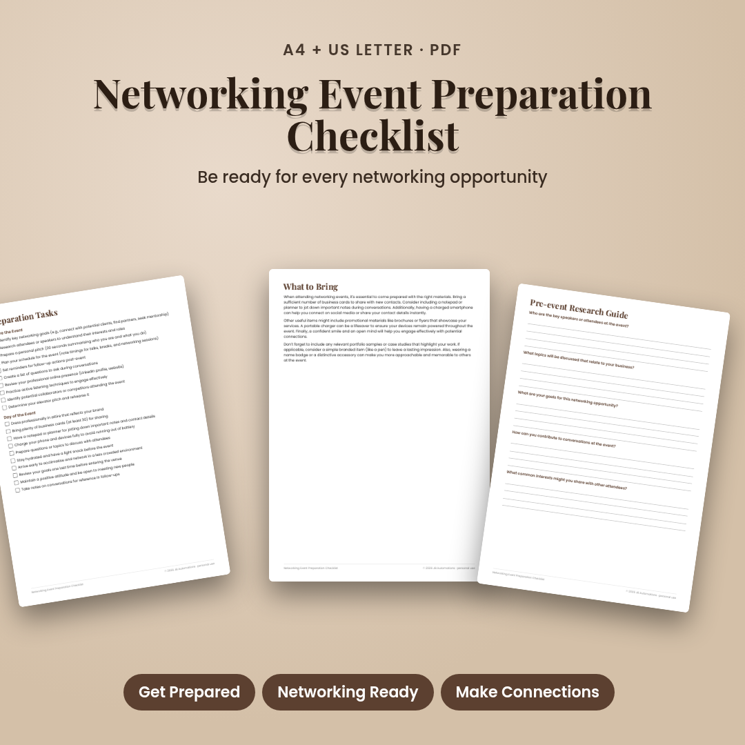 Networking Event Preparation Checklist