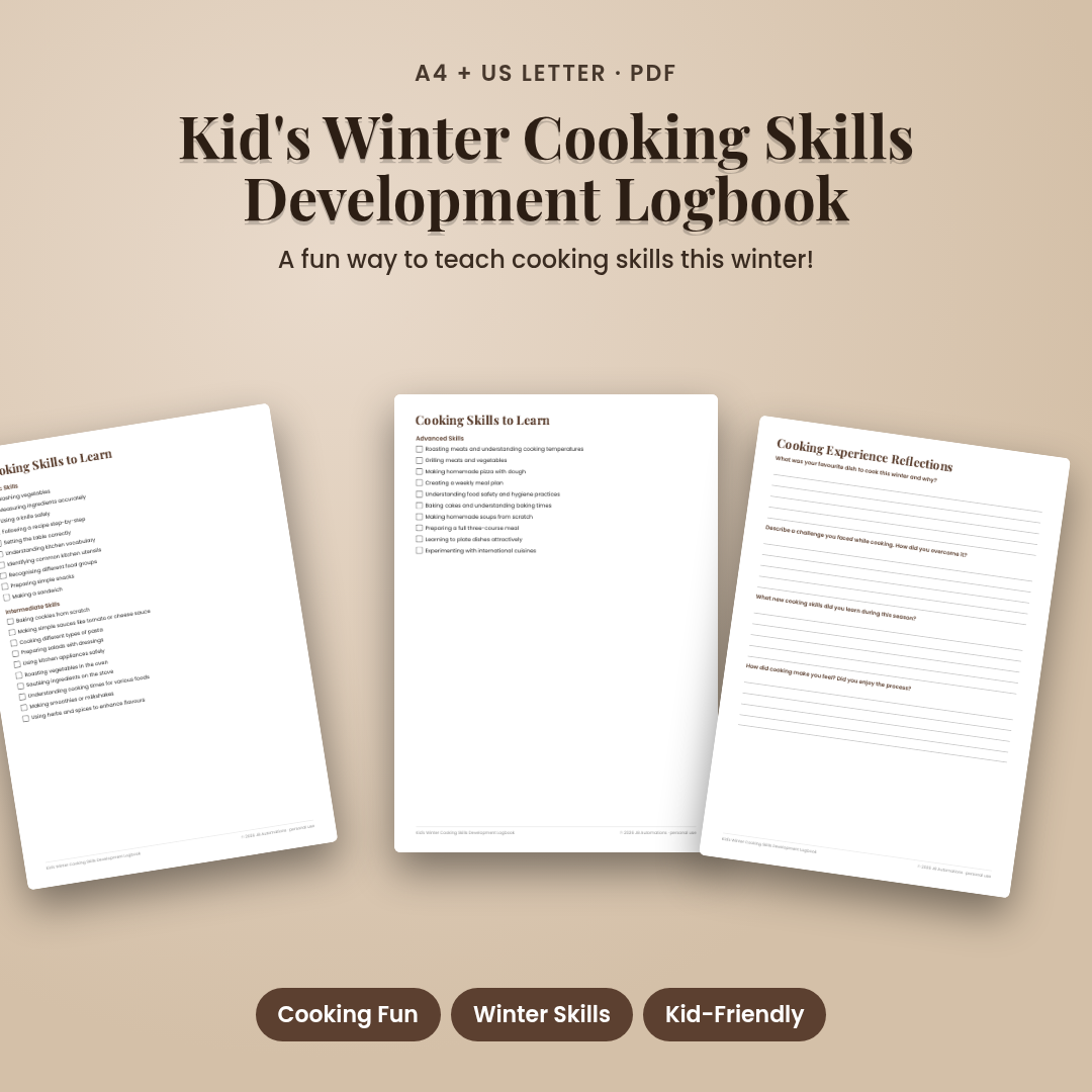 Kid's Winter Cooking Skills Development Logbook