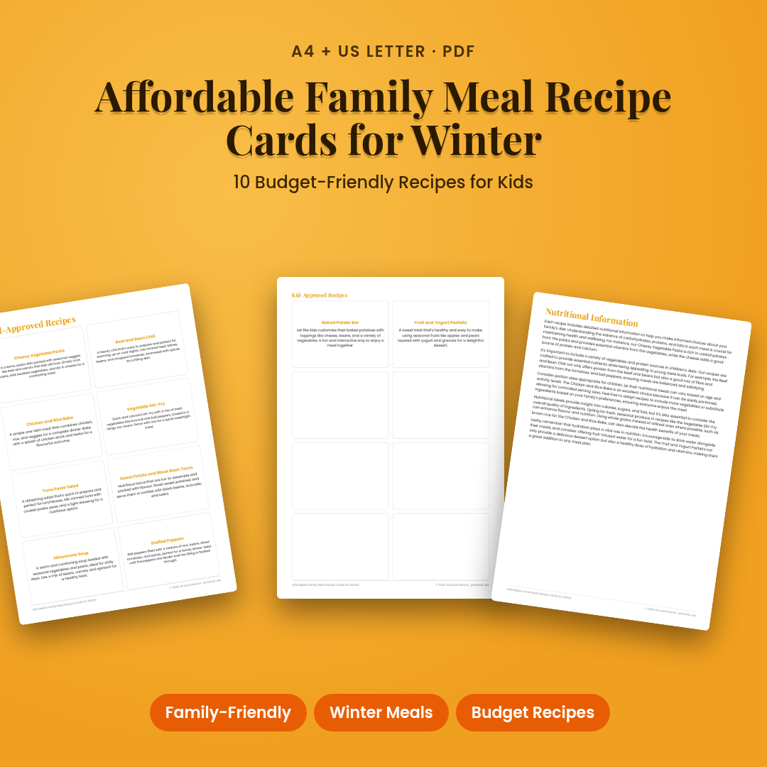 Affordable Family Meal Recipe Cards for Winter