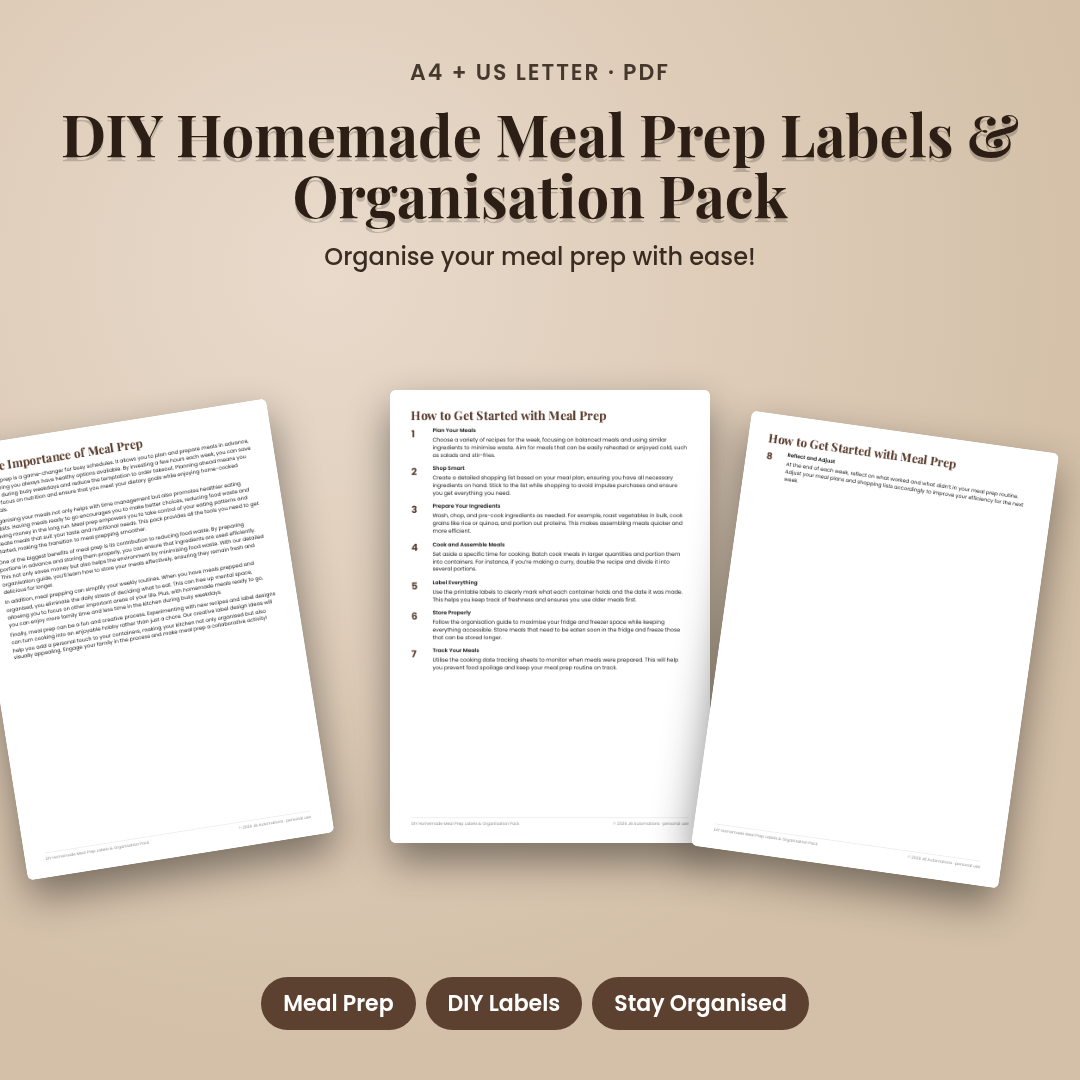 DIY Homemade Meal Prep Labels & Organisation Pack