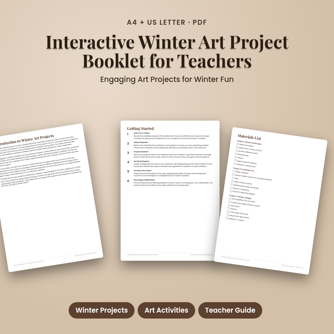 Interactive Winter Art Project Booklet for Teachers