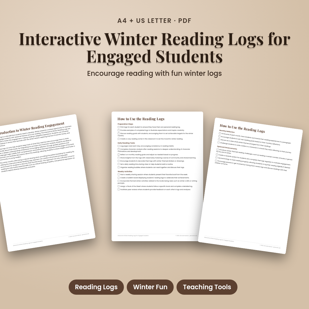 Interactive Winter Reading Logs for Engaged Students