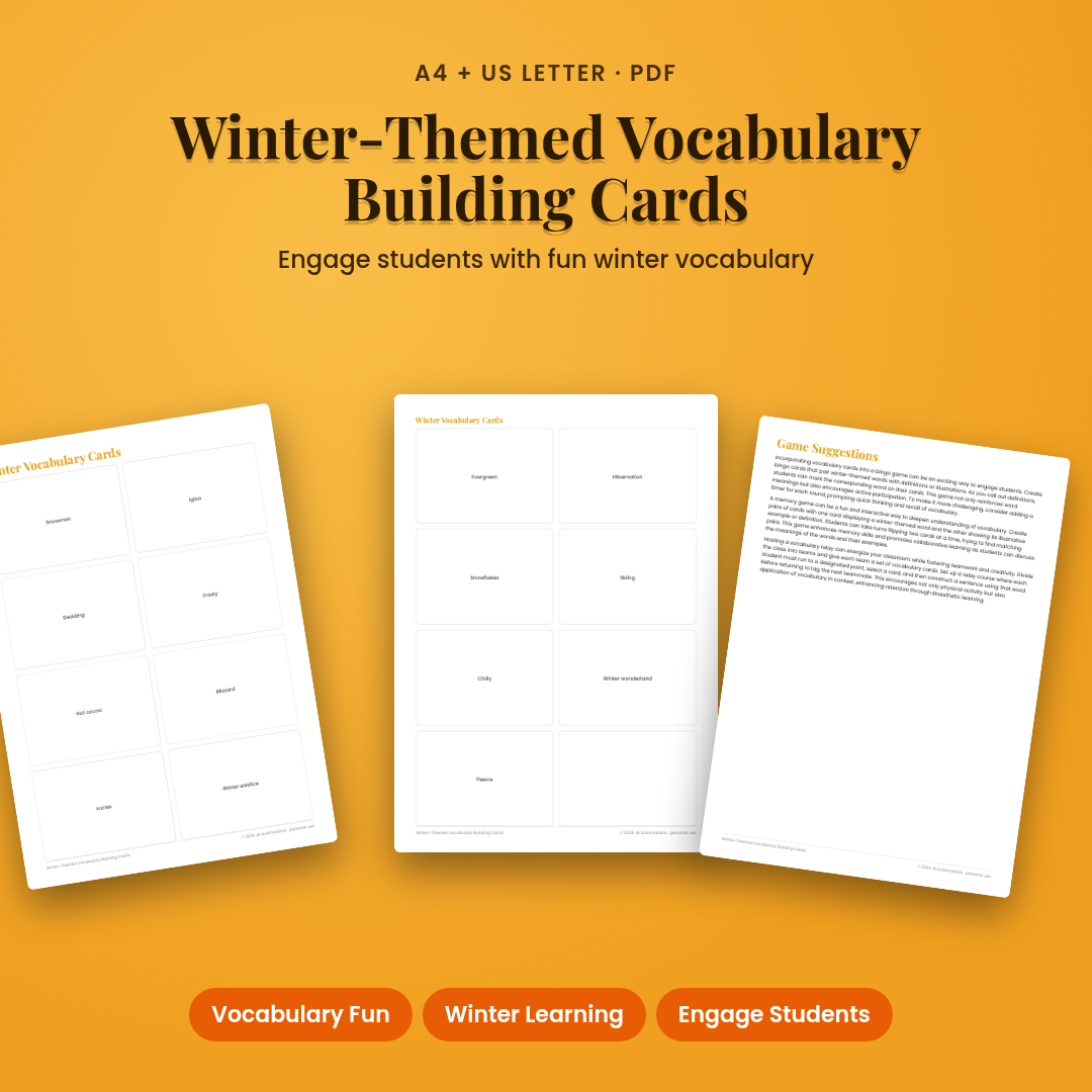 Winter-Themed Vocabulary Building Cards