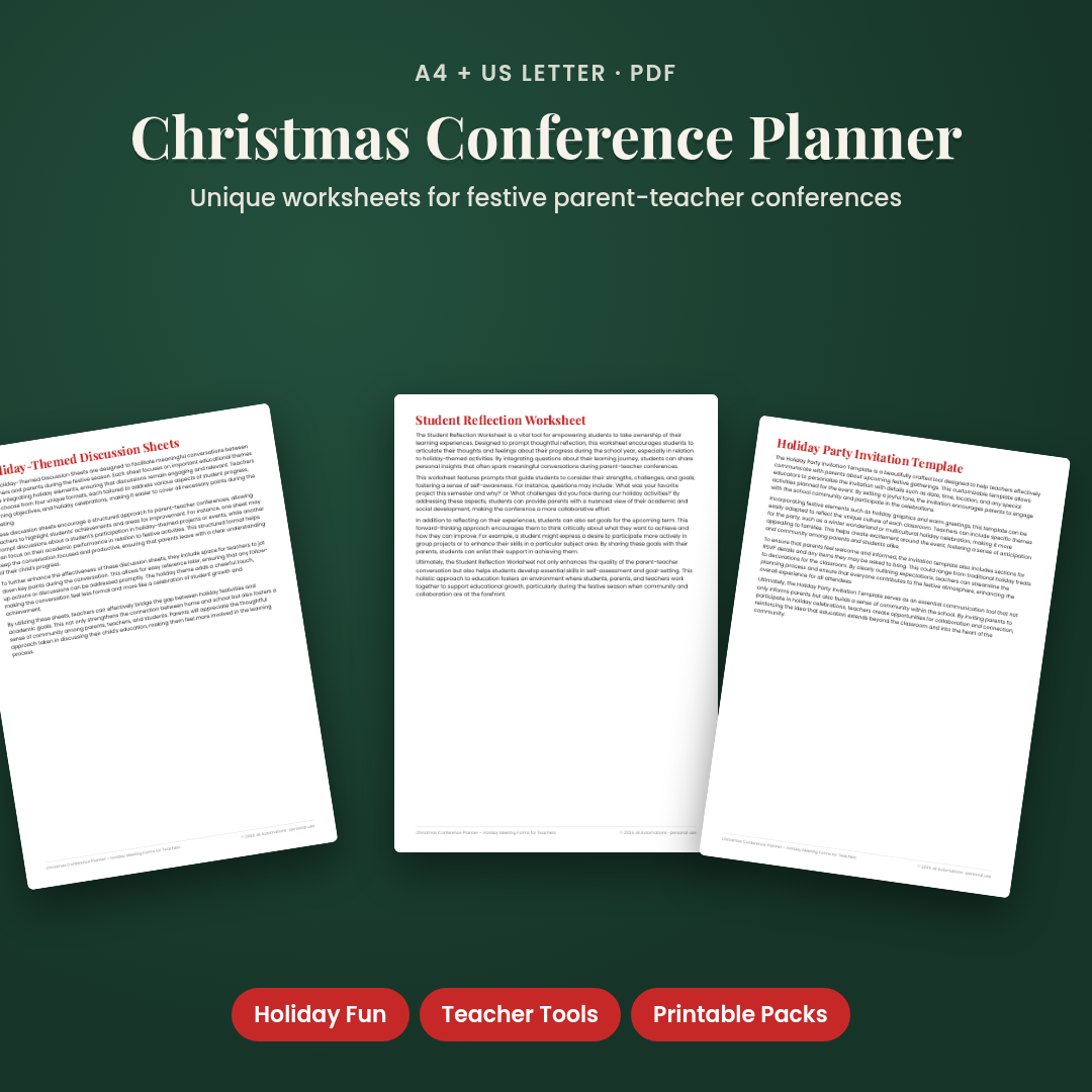 Christmas Conference Planner – Holiday Meeting Forms for Teachers