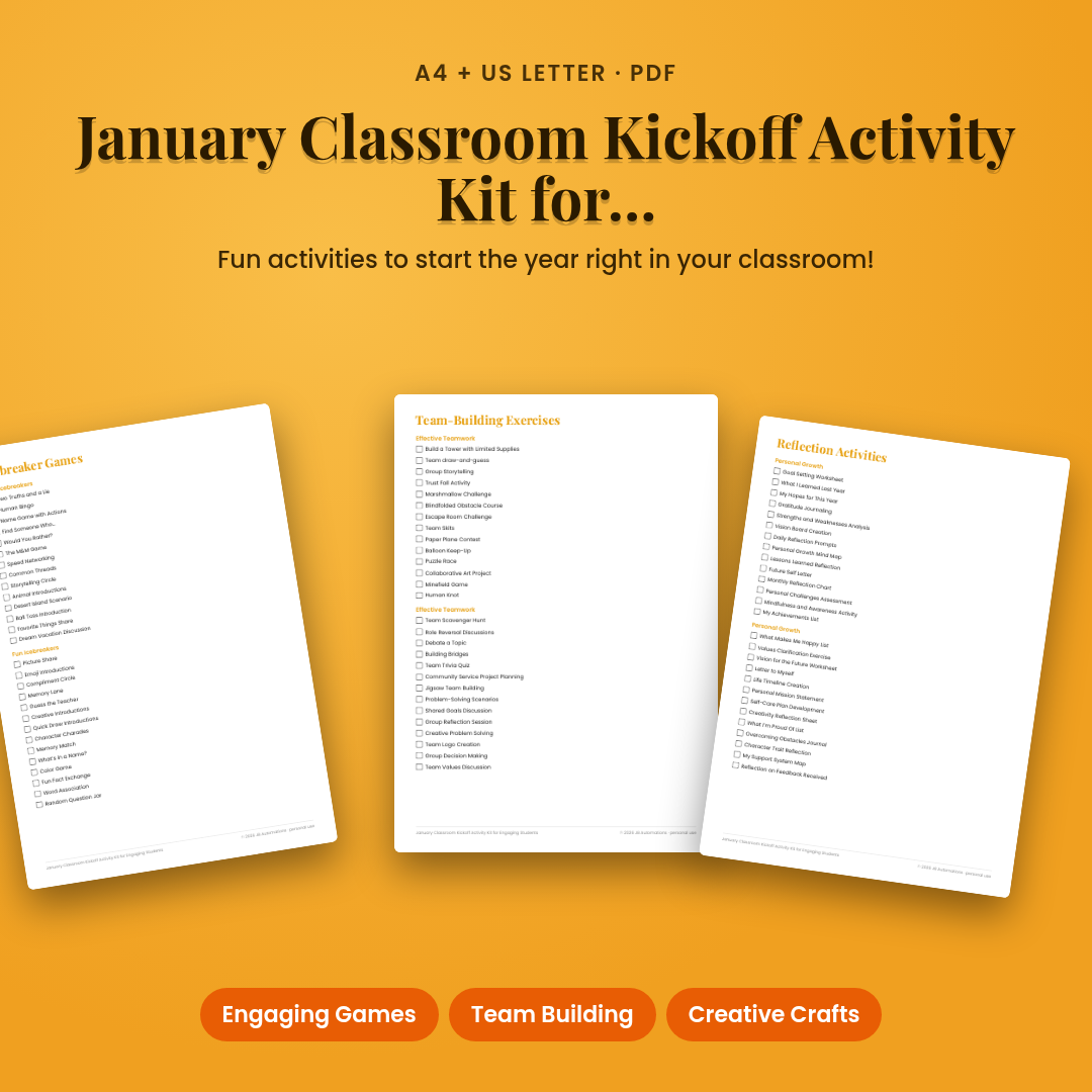 January Classroom Kickoff Activity Kit for Engaging Students