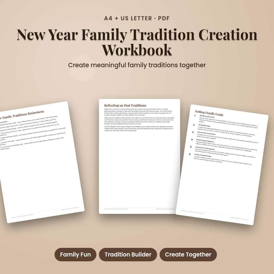 New Year Family Tradition Creation Workbook