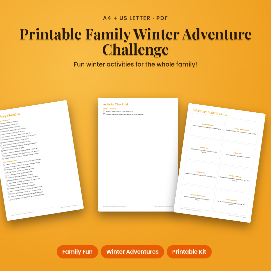 Printable Family Winter Adventure Challenge