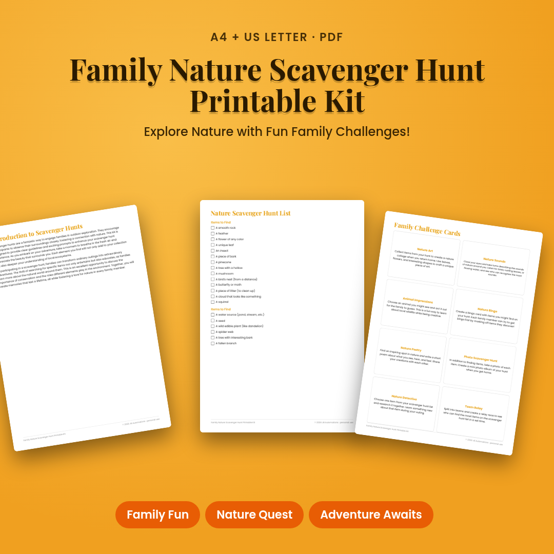 Family Nature Scavenger Hunt Printable Kit