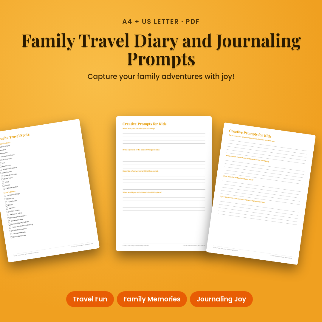 Family Travel Diary and Journaling Prompts