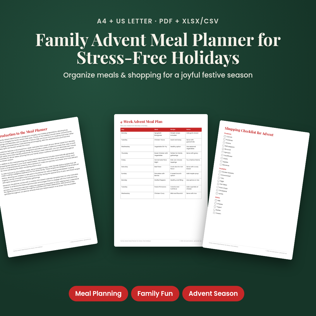 Family Advent Meal Planner for Stress-Free Holidays