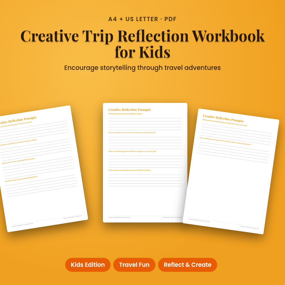Creative Trip Reflection Workbook for Kids